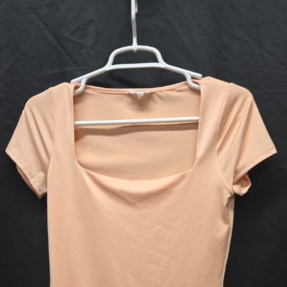 Vibrant Orange Short Sleeve Cut Out Bodysuit - Picture 4 of 15